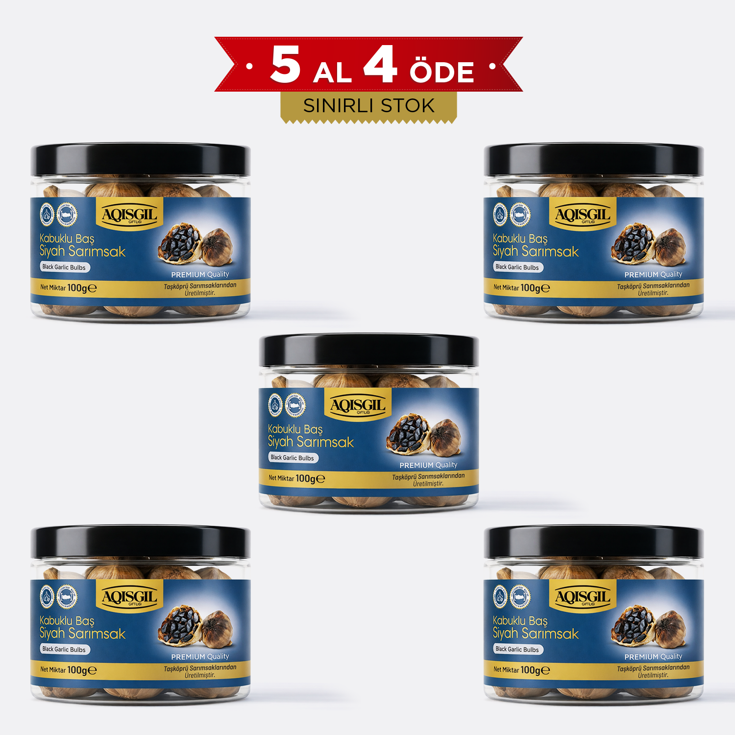 5 Al 4 Öde / Kabuklu Baş Siyah Sarımsak / 100g